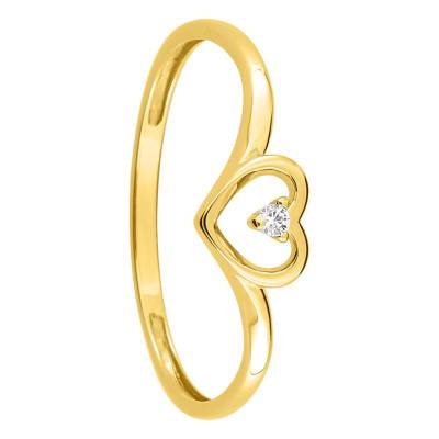 "Yellow Gold 375 & Diamond Heart Ring" - Emanessence