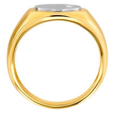Chevalière Plaque Ovale & Diamant, 2 Ors 750 - Emanessence