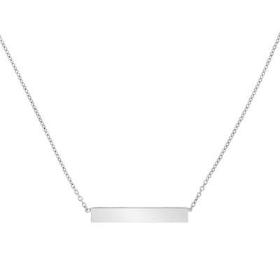 Collier Rectangle Or Blanc 375, Longueur 41 à 43 cm - Emanessence