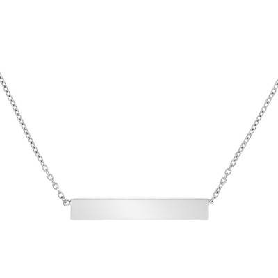 Collier Rectangle Or Blanc 375, Longueur 41 à 43 cm - Emanessence