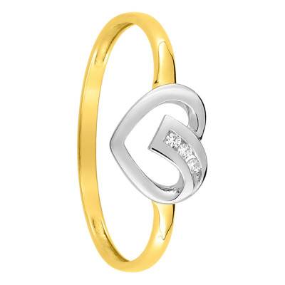 Bague Coeur en Or Jaune 375 avec Diamant - Emanessence