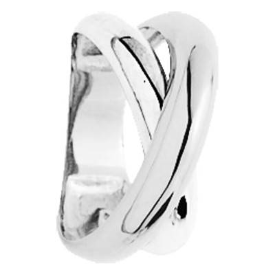 Bague Deux Anneaux Entrelacés Argent Rhodié 925 - Emanessence