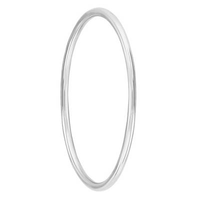 750/1000 White Gold Solid Round Wire Bangle Bracelet, 1 to 2.90 mm Wide, 60 mm Diameter - Emanessence