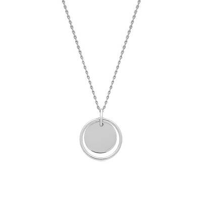 925 Silver Double Circle Necklace, Length 42 cm - Emanessence
