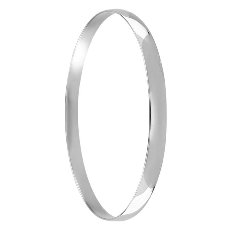 18K White Gold Solid Flat Half-Bangle Bracelet, 67 mm Diameter, 3 mm to 5 mm Width - Emanessence