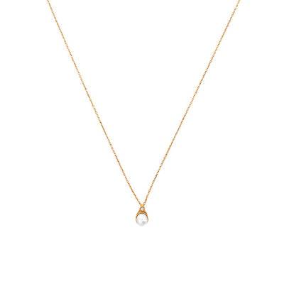 750/1000 Yellow Gold, Diamond & Cultured Pearl Necklace, 40 cm to 42 cm Length - Emanessence