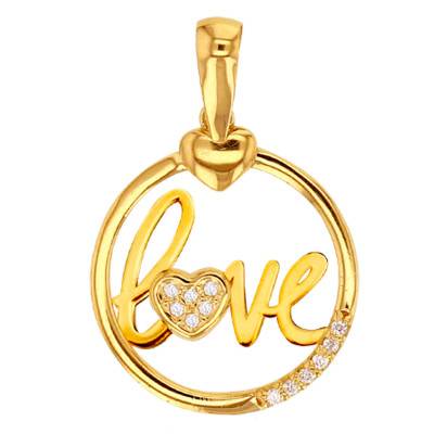 Pendentif Love & Coeurs Rond Ajouré, Or Jaune 750 et Oxydes de Zirconium - Emanessence