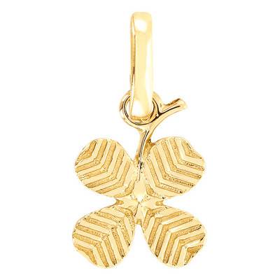 375 or 750 Yellow Gold Chiseled Clover Pendant - Emanessence