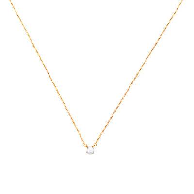 375/1000 Yellow Gold & Cultured Pearl Necklace, 42 cm Length - Emanessence