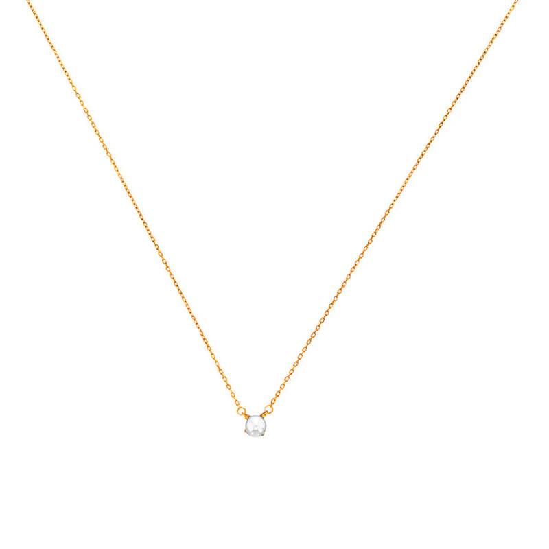 375/1000 Yellow Gold & Cultured Pearl Necklace, 42 cm Length - Emanessence