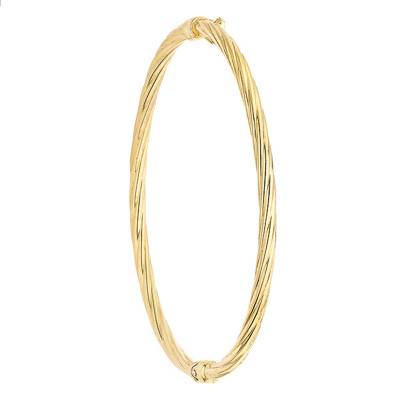 Emanessence Twisted Yellow Gold 375/1000 Bangle Bracelet 55 mm Diameter, 3 mm Wide - Emanessence
