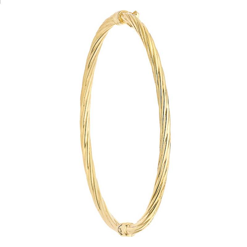 Emanessence Twisted Yellow Gold 375/1000 Bangle Bracelet 55 mm Diameter, 3 mm Wide - Emanessence
