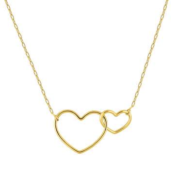 375 Yellow Gold Double Heart Necklace - Emanessence