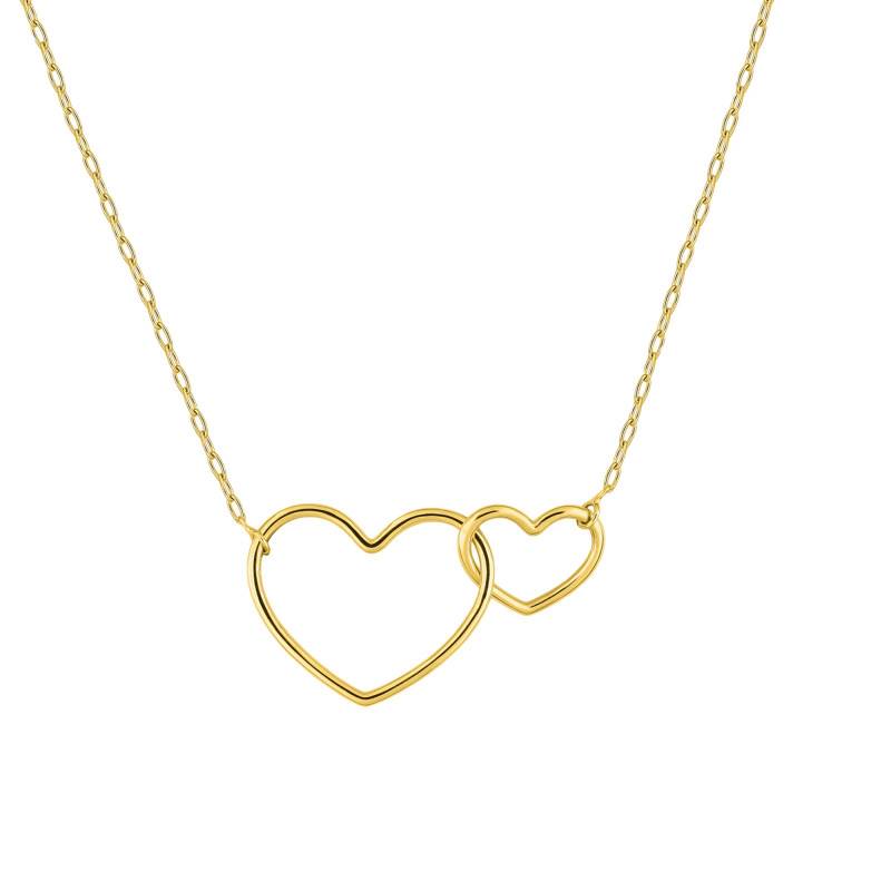 375 Yellow Gold Double Heart Necklace - Emanessence