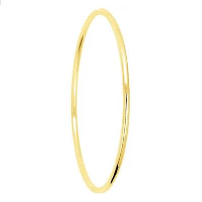 750 Yellow Gold Solid Oval Wire Bangle, 60mm Diameter, Width 2.20mm to 4.75mm - Emanessence
