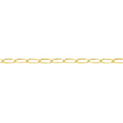 Yellow 375/1000 Gold Simple Oval Link Chain Bracelet, 18 cm Length, 2 mm Width - Manillon