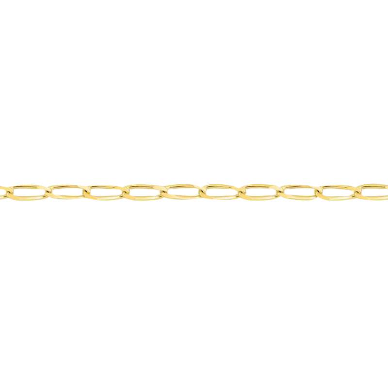Yellow 375/1000 Gold Simple Oval Link Chain Bracelet, 18 cm Length, 2 mm Width - Manillon
