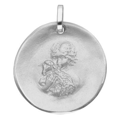 Médaille Ange et Agneau en Or Blanc 375 ou 750 - Lucas Lucor