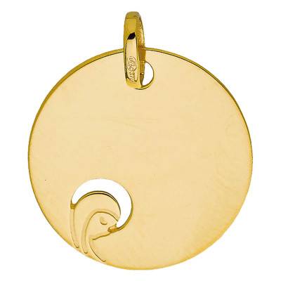 Médaille Vierge auréolée ajourée, Or Jaune 375, Diamètre 16 mm - Vandona