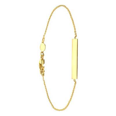 Gourmette Plaque Rectangle Or Jaune 375, Longueur 19 cm réglable, Largeur 1,00 mm - Emanessence