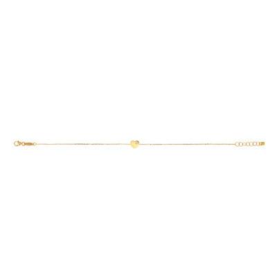 Bracelet Coeur Oxyde de Zirconium & Or Jaune 375, Longueur 18,5 cm, Largeur 0,50 mm - Emanessence