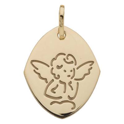 Médaille Losange Ange sur un nuage, Or Jaune 750 - Vandona