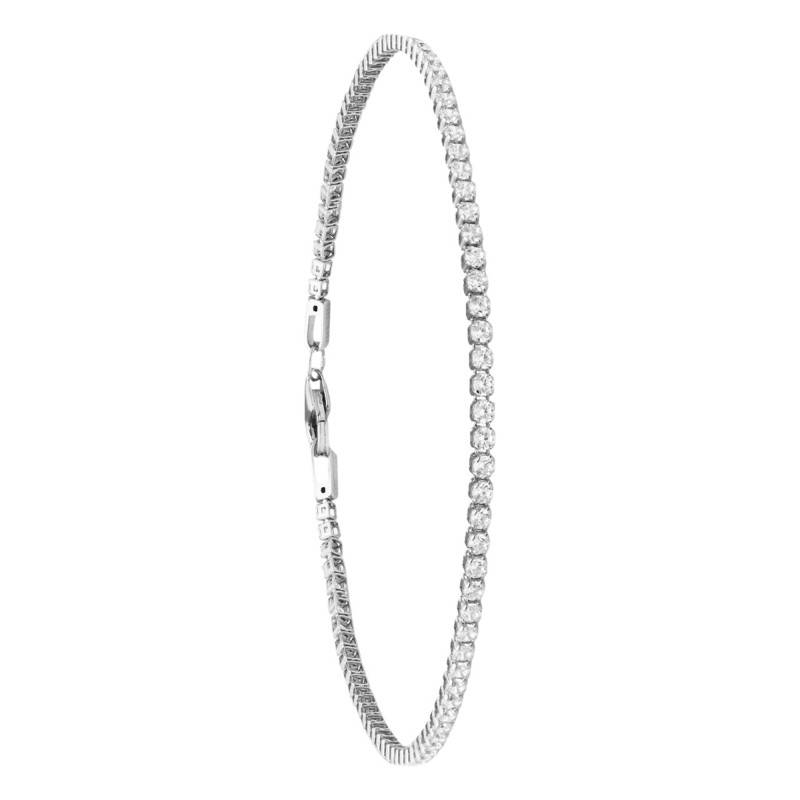 925 Silver Rivière Bracelet with White Cubic Zirconia, Length 18 cm - Emanessence