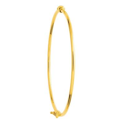 Smooth Hollow 750/1000 Yellow Gold Bangle Bracelet, 50 mm x 60 mm, 3 mm Width - Emanessence