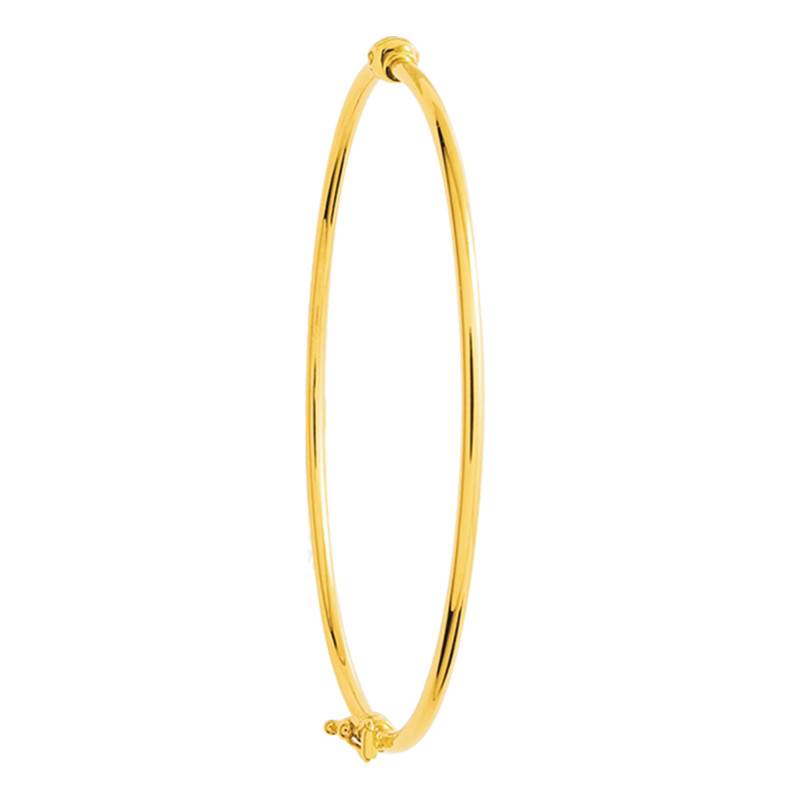 Smooth Hollow 750/1000 Yellow Gold Bangle Bracelet, 50 mm x 60 mm, 3 mm Width - Emanessence