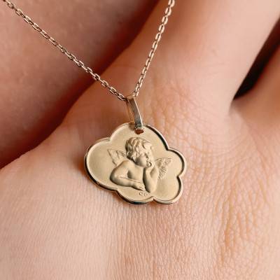 Médaille Nuage Ange en Or Jaune 375 ou 750 - Lucas Lucor