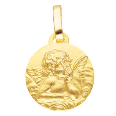 Médaille Ange en Or Jaune 375 ou 750, Diamètre 12 mm - Lucas Lucor
