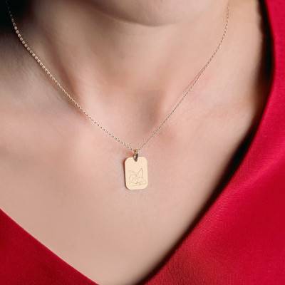 Médaille Ange Assoupi Rectangle en Or Jaune 375 ou 750 - Lucas Lucor