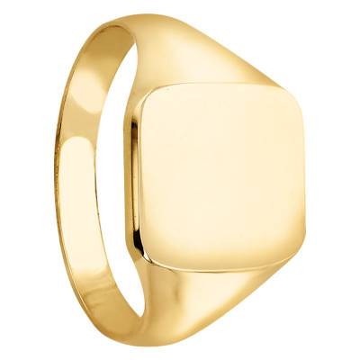 375 Yellow Gold Square Signet Ring, 11,50 x 12 mm - Emanessence