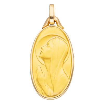 375 or 750 Yellow Gold Oval Virgin Medal - Lucas Lucor