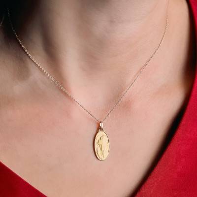 375 or 750 Yellow Gold Oval Virgin Medal - Lucas Lucor