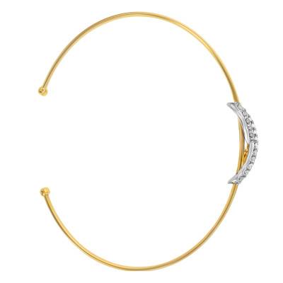 Bracelet Jonc Infini Or Bicolore 375 & Zircons, Longueur 15 cm, Diamètre 56 mm, Largeur 2,50 mm - Emanessence