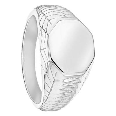 Chevalière Octogonale Argent Rhodié - Emanessence