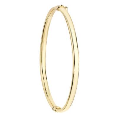 375 Yellow Gold Oval Bangle Bracelet, 19 cm Length, 6.5 cm Diameter, 3.70 mm Width - Emanessence