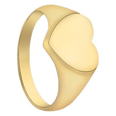 Chevalière Sceau Coeur 10,4 x 11 mm Or Jaune 375 - Emanessence