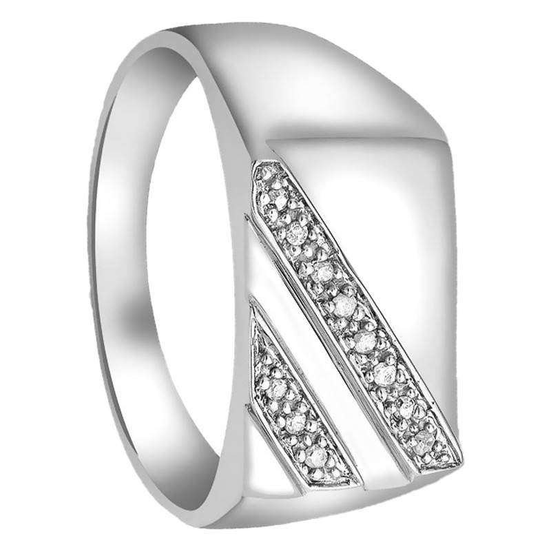 Royale 375/1000 White Gold & Diamond Signet Ring - Emanessence