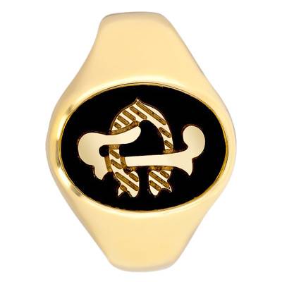 Chevalière Ovale 11 x 14 mm Onyx & Or Jaune 375 - Emanessence