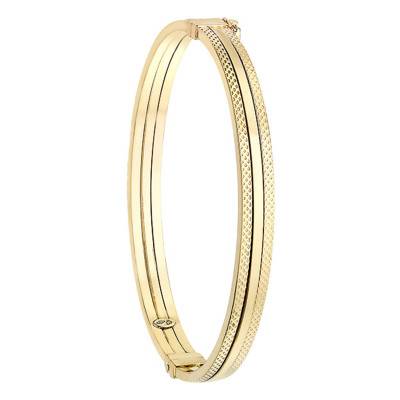 375 Yellow Gold Diamond-Pattern Bangle Bracelet, 6 mm Width - Emanessence