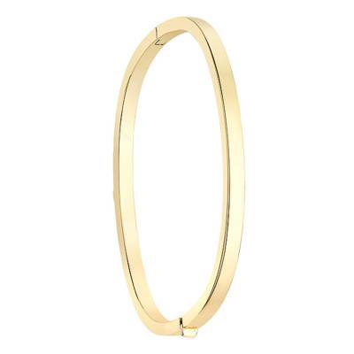 "375/1000 Yellow Gold Rectangular Bangle Bracelet, 4 mm Width" - Emanessence