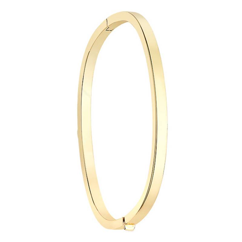 "375/1000 Yellow Gold Rectangular Bangle Bracelet, 4 mm Width" - Emanessence