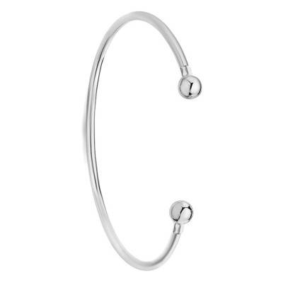 375 White Gold Open Torque Bangle Bracelet, 2.50 mm Width - Emanessence