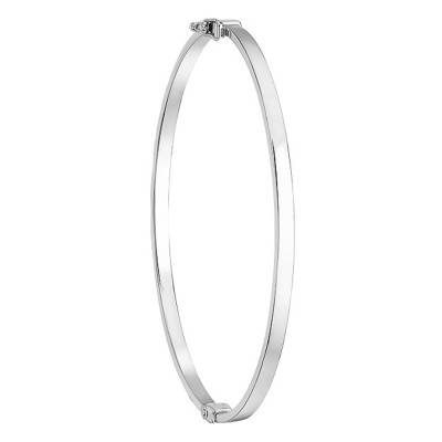 375/1000 White Gold Oval Bangle Bracelet, 3 mm Width - Emanessence