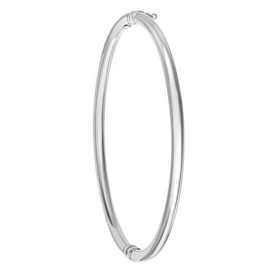 Bracelet Jonc Ovale 3,70 mm, Or Blanc 375, Largeur 3,70 mm - Emanessence