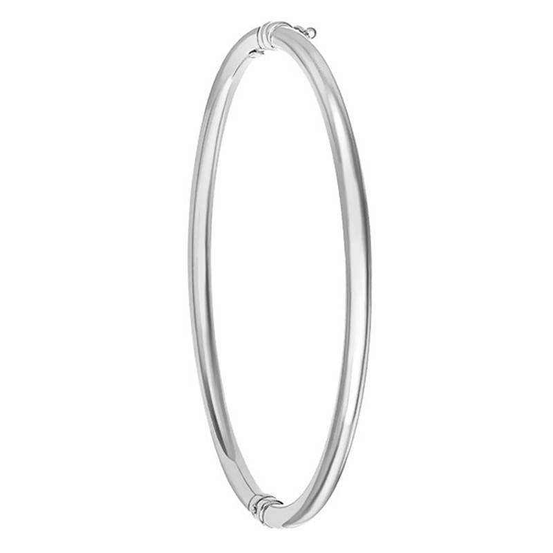 375/1000 White Gold Oval Bangle Bracelet, 3,70 mm Wide - Emanessence