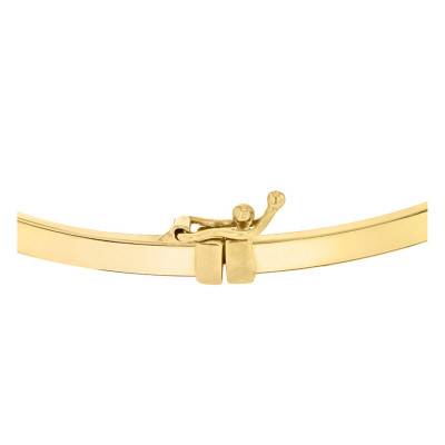 "375/1000 Yellow Gold Rectangular Bangle Bracelet, 3 mm Width" - Emanessence