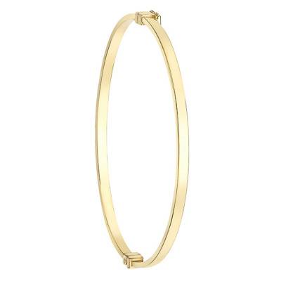 "375/1000 Yellow Gold Rectangular Bangle Bracelet, 3 mm Width" - Emanessence